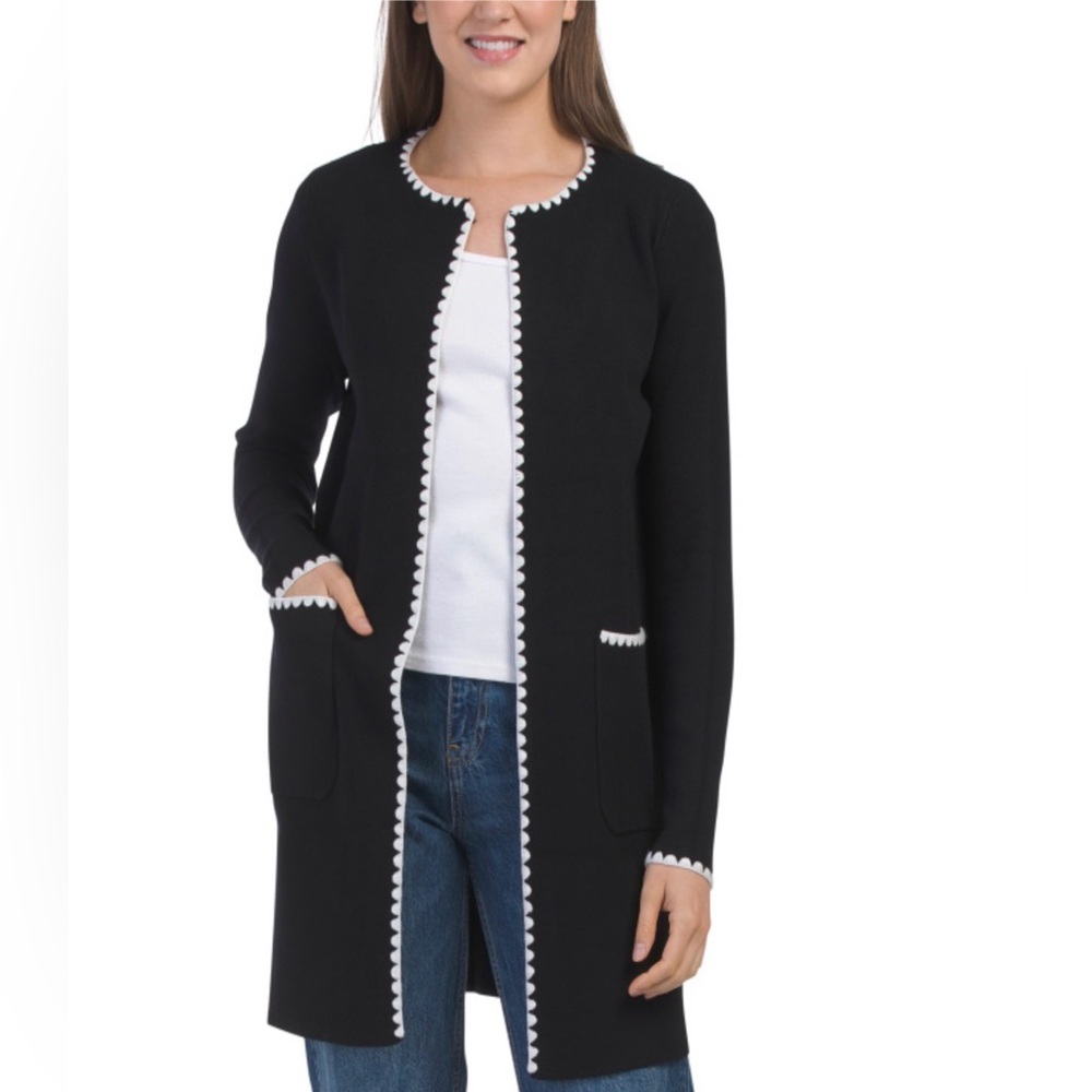 Black and White Women's Contrast Cardigan
